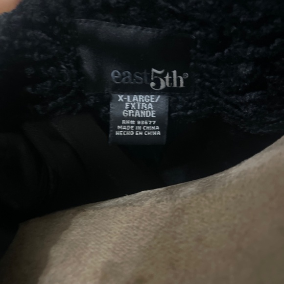 XL East 5th Ave Knee Length Black Faux fur Chenille Textured Swing Car Coat - Picture 4 of 4